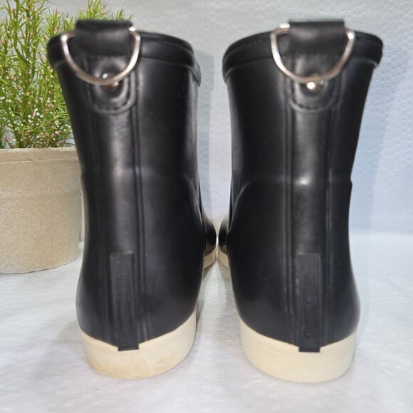ALICE AND WHITTLES LEGACY MINIMALIST LOW CUT BLACK AND WHITE RAINBOOT 9 WOMENS - Picture 2 of 8